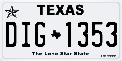 TX license plate DIG1353
