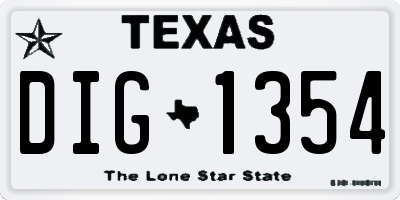 TX license plate DIG1354
