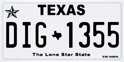 TX license plate DIG1355