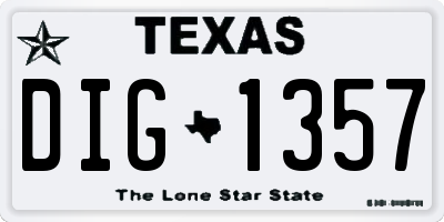 TX license plate DIG1357