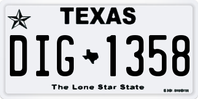 TX license plate DIG1358