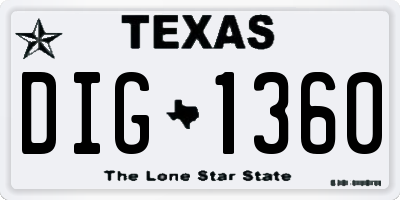 TX license plate DIG1360