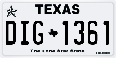 TX license plate DIG1361