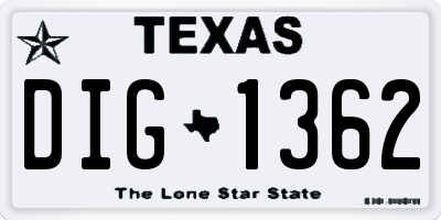 TX license plate DIG1362