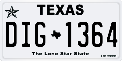 TX license plate DIG1364