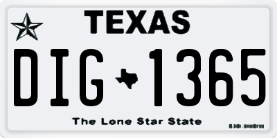 TX license plate DIG1365
