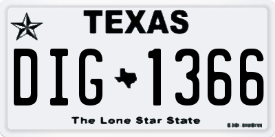 TX license plate DIG1366