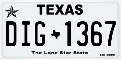 TX license plate DIG1367