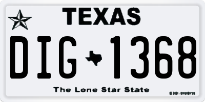 TX license plate DIG1368