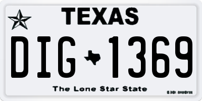 TX license plate DIG1369