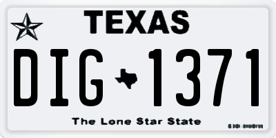 TX license plate DIG1371