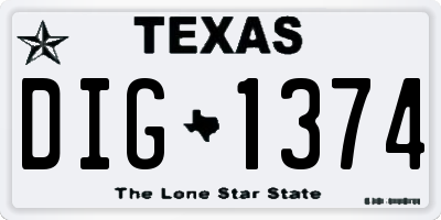 TX license plate DIG1374