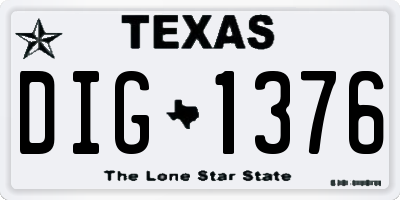 TX license plate DIG1376