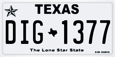 TX license plate DIG1377