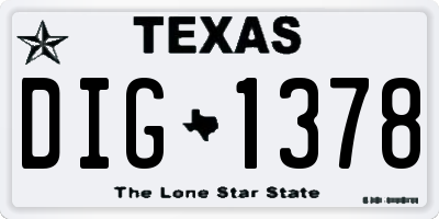 TX license plate DIG1378