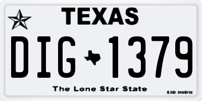 TX license plate DIG1379