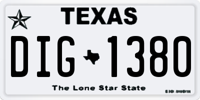 TX license plate DIG1380
