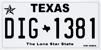 TX license plate DIG1381
