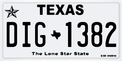 TX license plate DIG1382