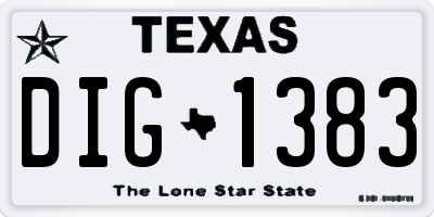 TX license plate DIG1383