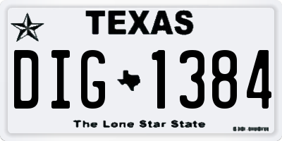 TX license plate DIG1384