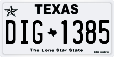 TX license plate DIG1385