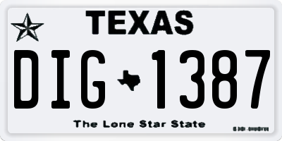 TX license plate DIG1387