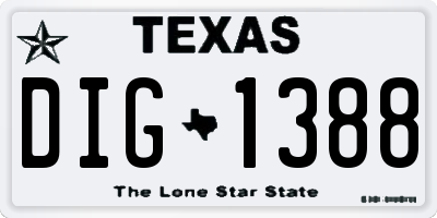 TX license plate DIG1388