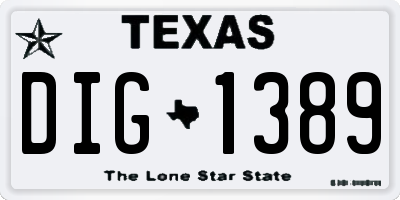 TX license plate DIG1389