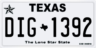 TX license plate DIG1392