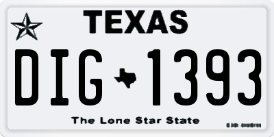 TX license plate DIG1393