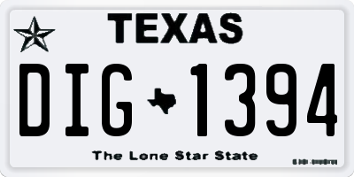 TX license plate DIG1394