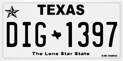 TX license plate DIG1397