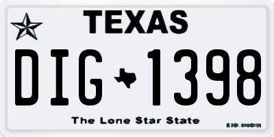 TX license plate DIG1398