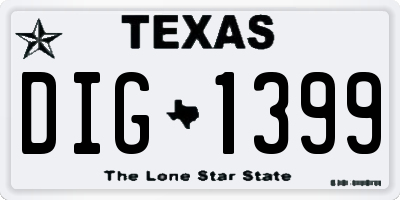 TX license plate DIG1399