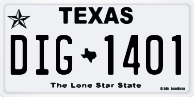 TX license plate DIG1401