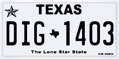 TX license plate DIG1403