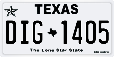 TX license plate DIG1405