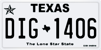 TX license plate DIG1406