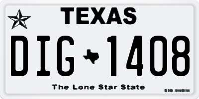 TX license plate DIG1408