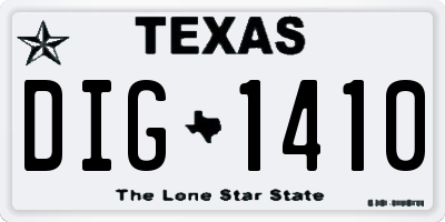 TX license plate DIG1410