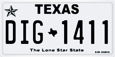 TX license plate DIG1411