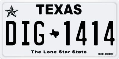 TX license plate DIG1414