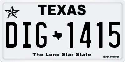 TX license plate DIG1415