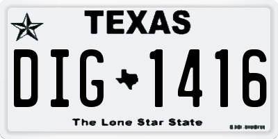 TX license plate DIG1416