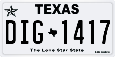 TX license plate DIG1417