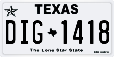 TX license plate DIG1418