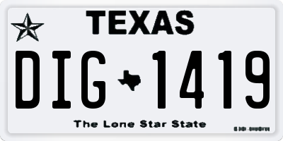 TX license plate DIG1419
