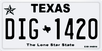 TX license plate DIG1420