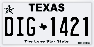 TX license plate DIG1421